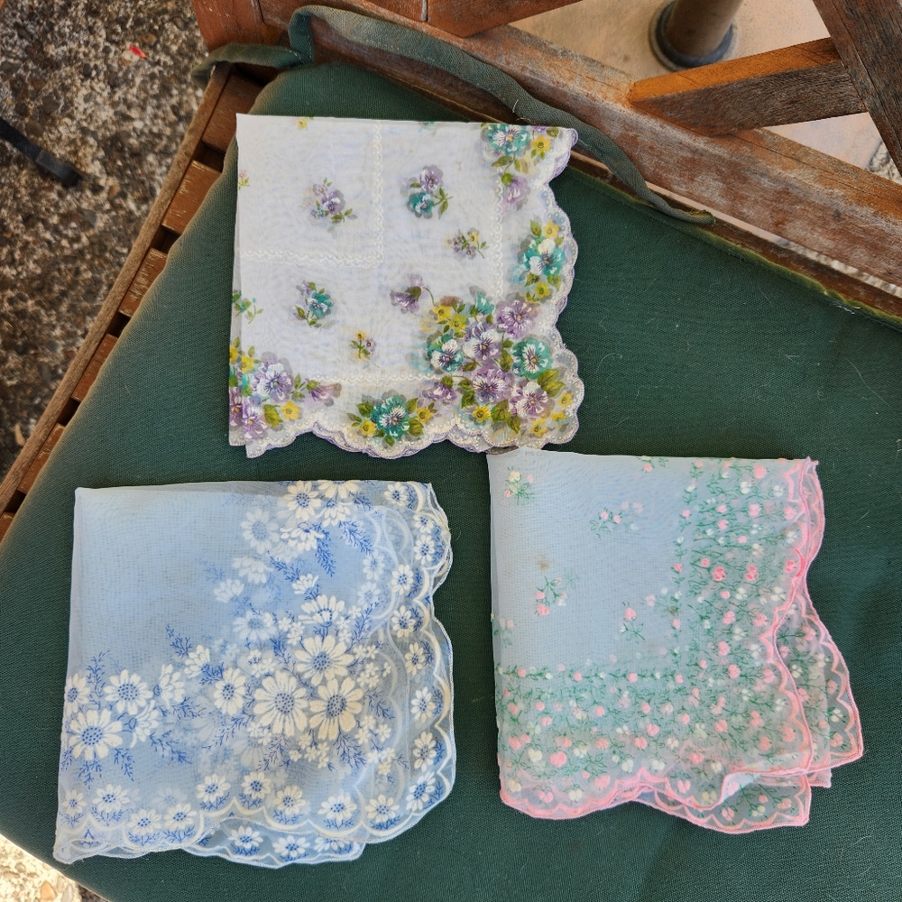 Vintage Hankies, Set Of Three